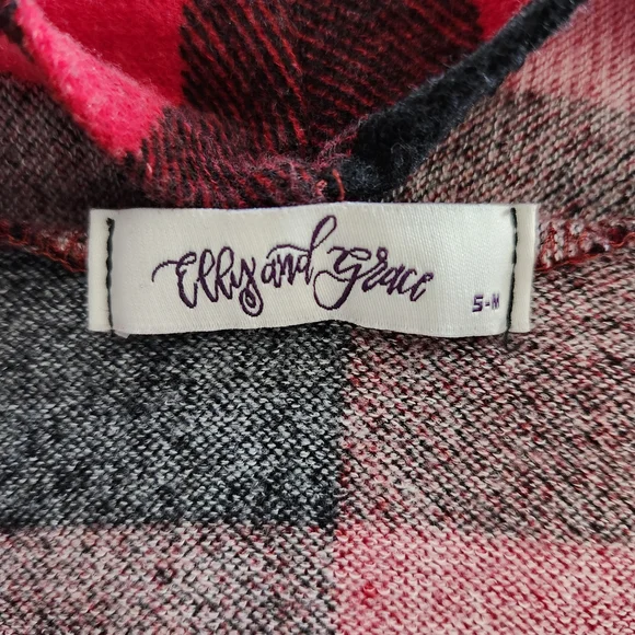 Buffalo Plaid Open Front Drape Cardigan, Size S/M, Made in USA - Picture 2 of 5